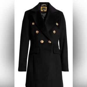 Sam Edelman Black Double Breasted Wool Blend Coat Size 8